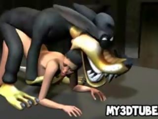 رائع 3d رسوم متحركة امرأة سمراء كوكي يحصل على مارس الجنس بواسطة ل الذئب