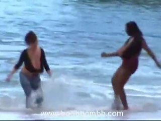 Milena Velba and Miosotis at the beach www.naturalwildgirls.com